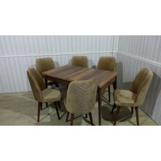 (Код797) Турецький обідній скляний розкладний 3D стіл та 6 стільців