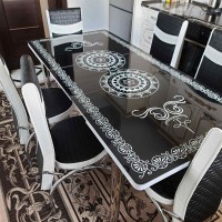 (Код634) Турецький обідній скляний розкладний 3D стіл та 6 стільців